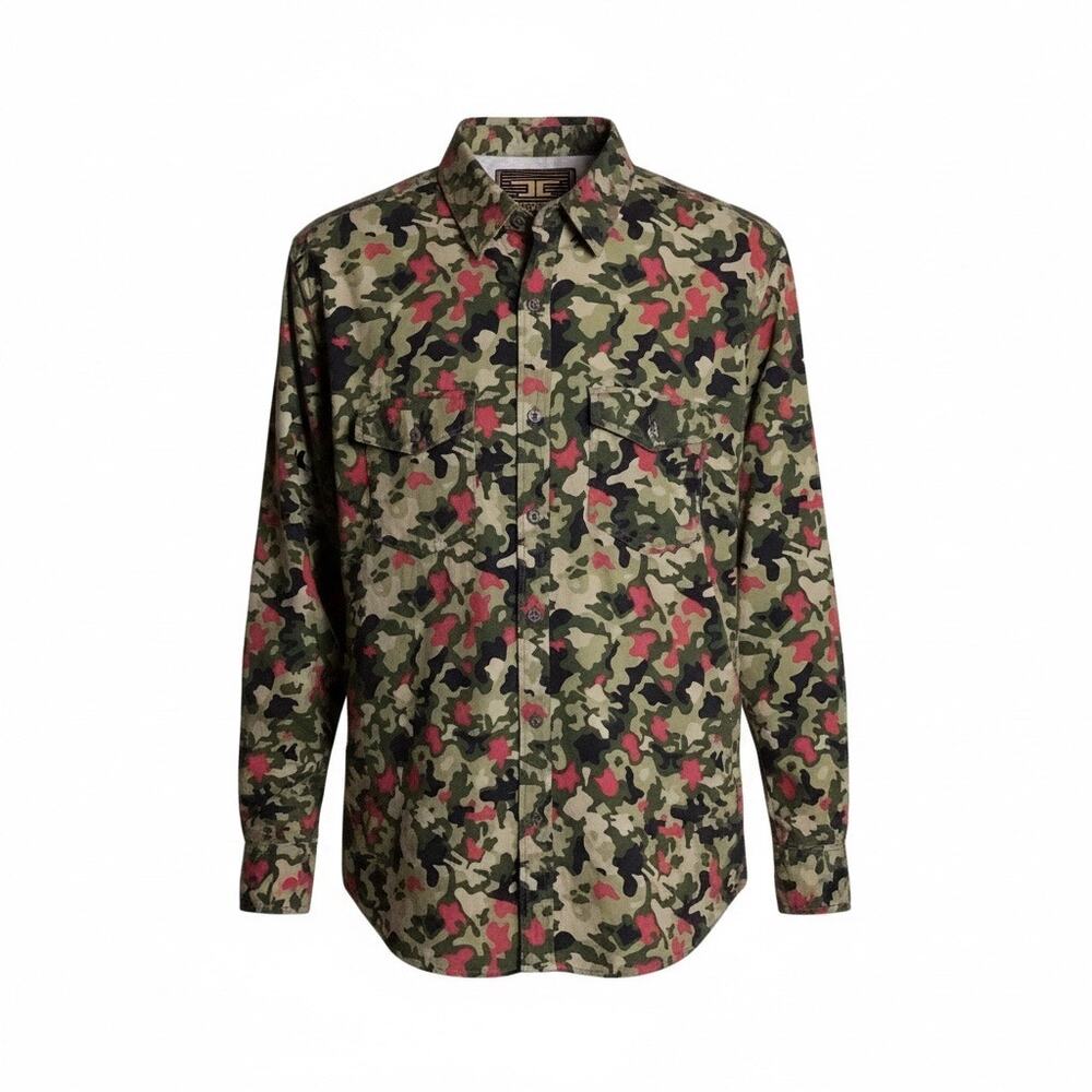 Legacy Edition Men Long Sleeve Button Up Camouflage Shirt 100% Cotton Sz. Lrg